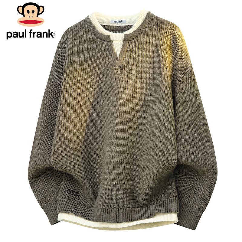 paul frank Herren Strickpullover im Faux-Zweiteiler-Look