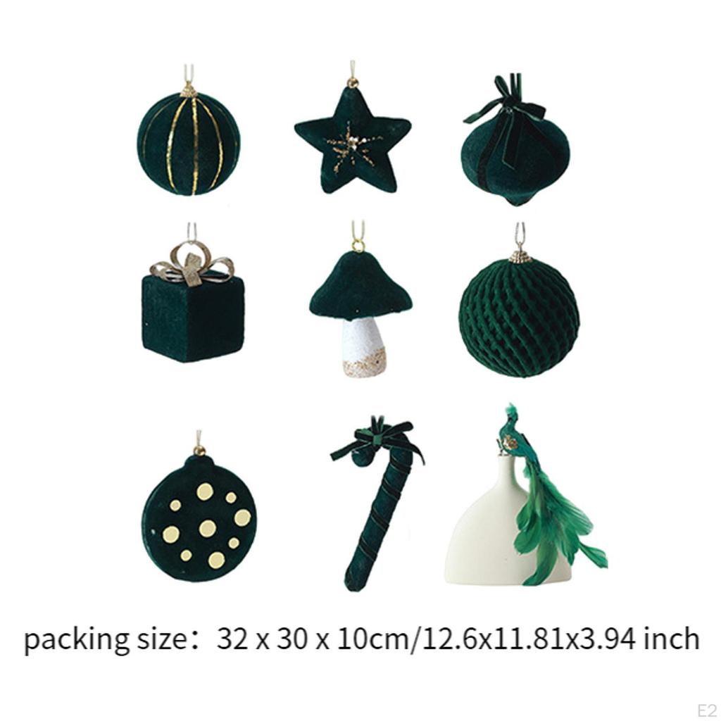 9 Pieces Christmas Balls Ornaments Xmas Tree Decoration DIY Charm Pendants for Outdoor Backyard
