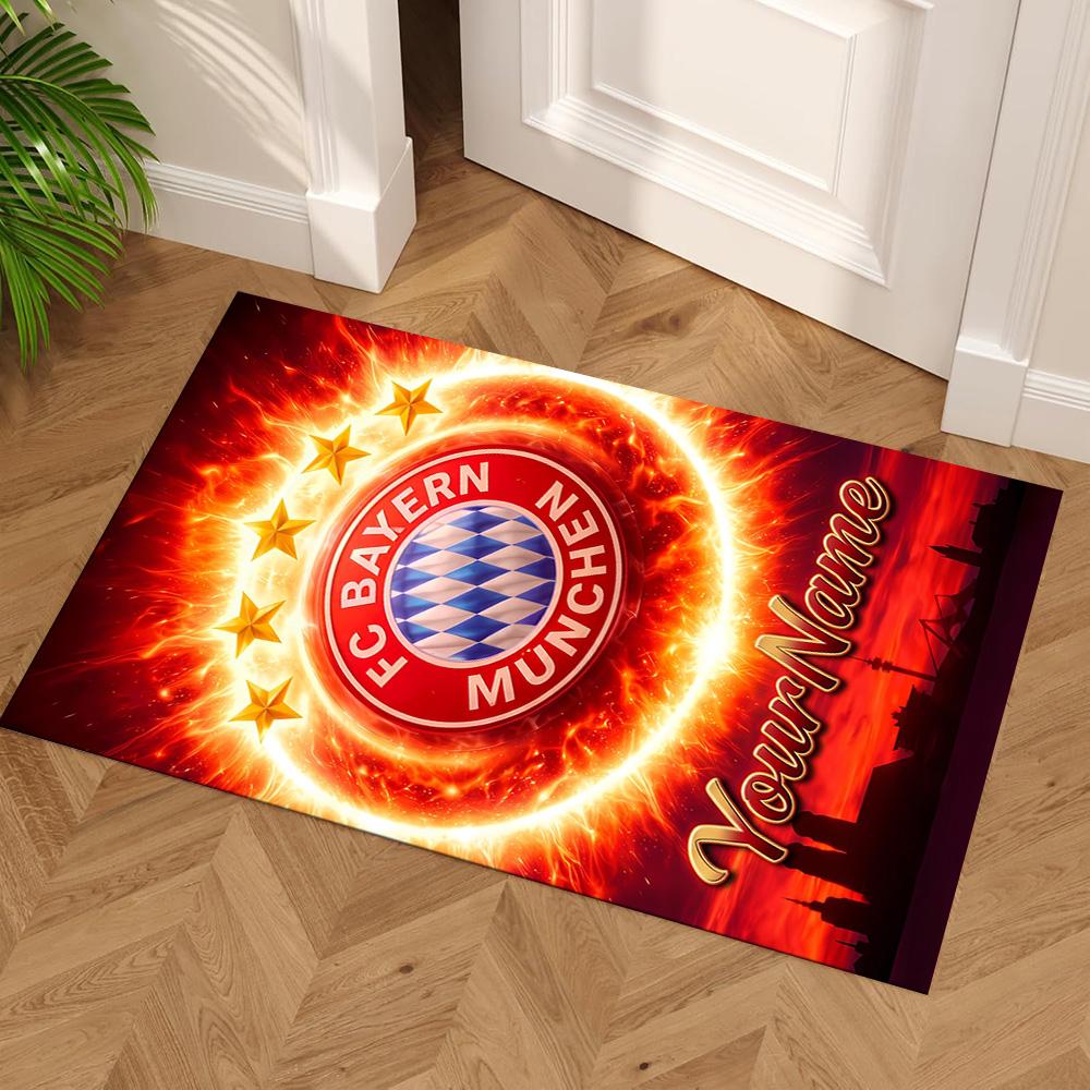 Bayern Munich Personalized Name Area Rug Perfect for Dormitory Hallway Balcony Playrooms Antislip Carpet Anime Office Decor Wedding Party Gift
