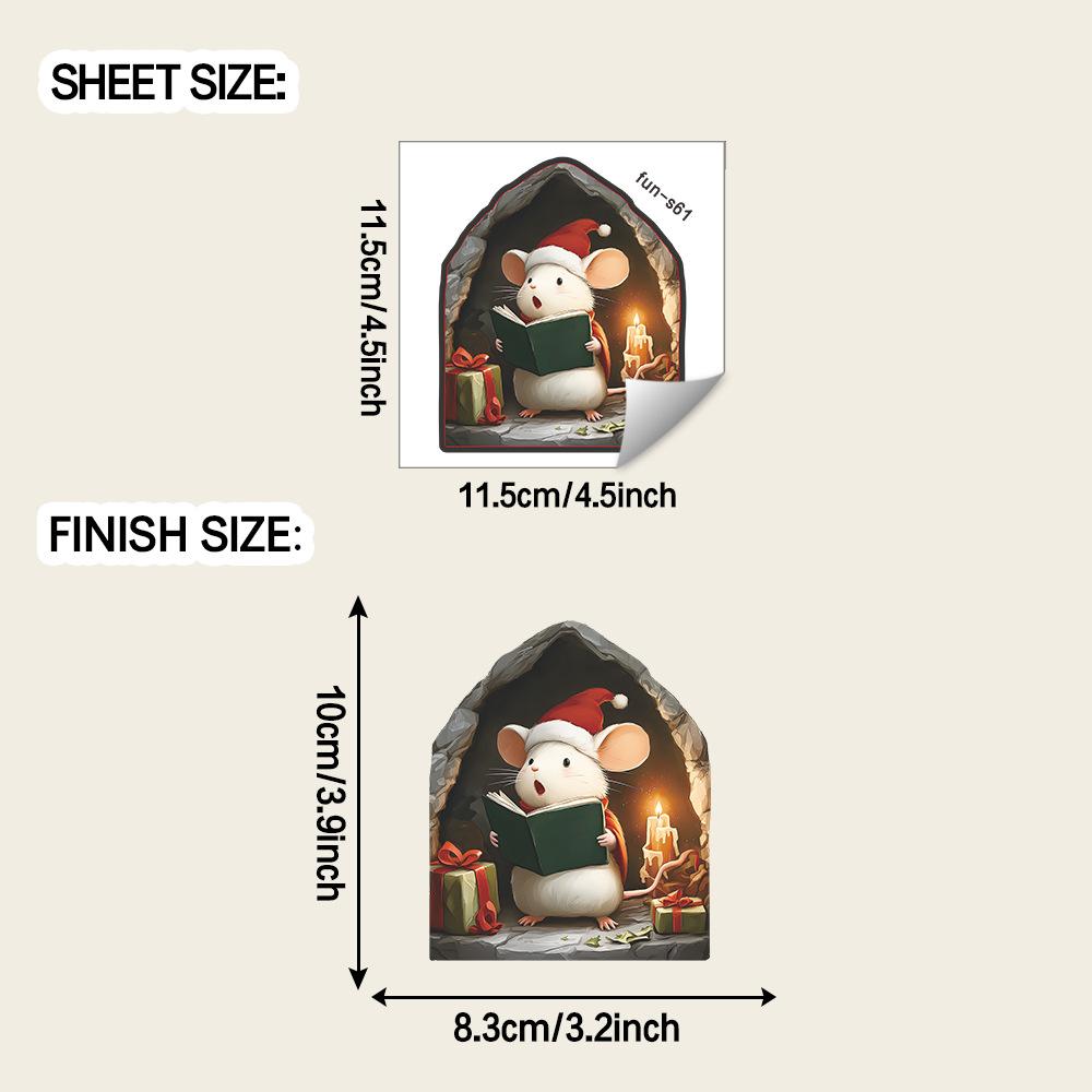 

Мультяшная Рождественская Читающая Мышь, Мышиная Нора, Повседневная Спальня, Гостиная, Украшение Дома, Наклейки на Стену