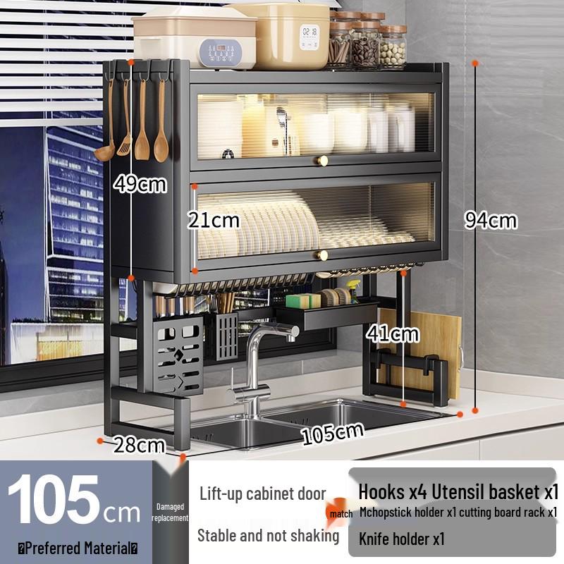 Wielofunkcyjny stojak na naczynia kuchenne: Pyłoszczelny organizer na blat do przechowywania misek, talerzy i ociekarek.