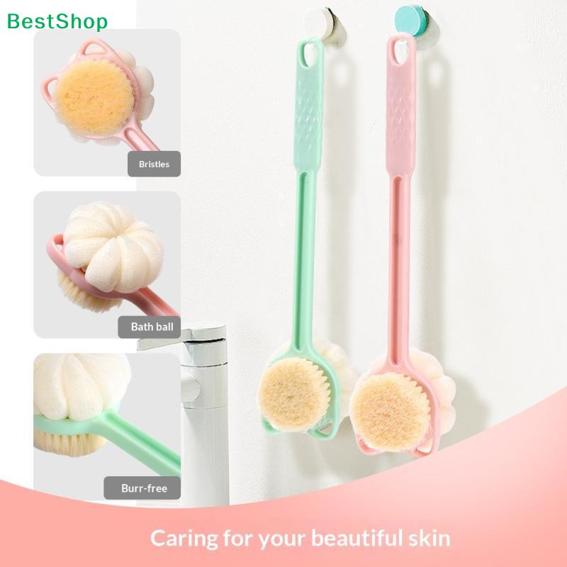 Long Handle Exfoliating Shower Brush Soft Body Scrubber Double Sided Back Cleaning Dirt Remover Massage Bathing Skin Care