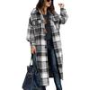 Giacca Calda Spessa a Quadri da Donna Larga Manica Lunga Lunghezza Media Cappotto Collo Abbinamento Colore Monopetto Tasche Streetwear Pendolarismo