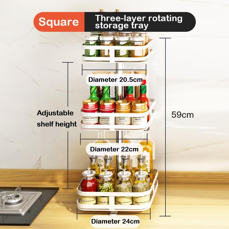 Rotatable Kitchen Storage Rack Kitchen Accessories Spice Storage Rack Clean Storage 360 Degrees Rotatable Organizer Turntable