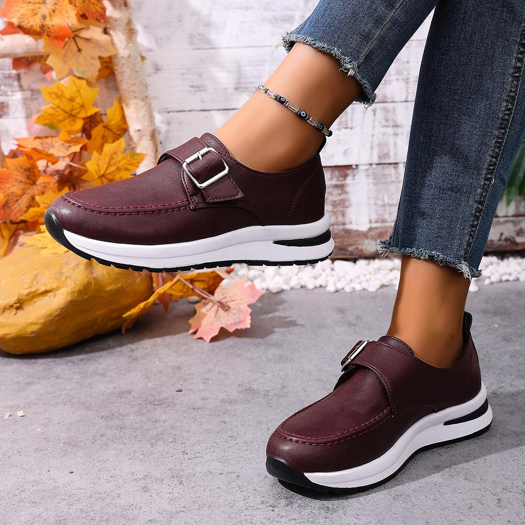 Scarpe da Donna Nuove Taglie Forti Primavera/Autunno, Mocassini Spessi Stile Europeo e Americano, Scarpe Singole Casual con Zeppa