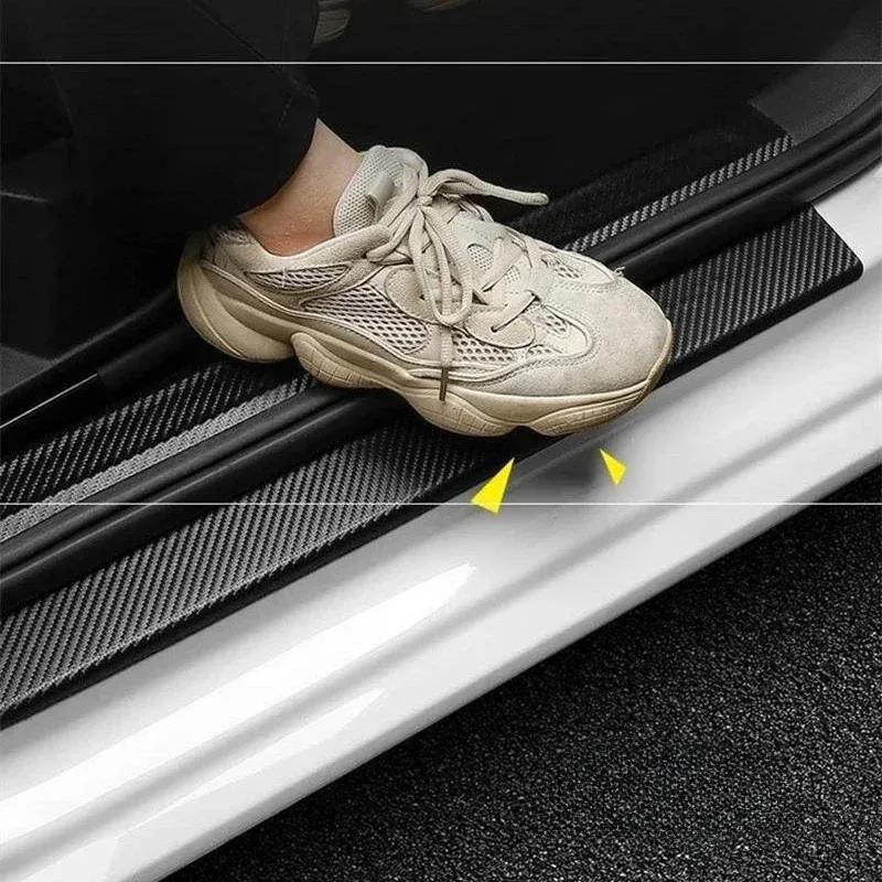 3D Carbon Fiber Car Sticker DIY Paste Protector Strip Car Door Sill Side Mirror Anti Scratch Tape Waterproof Protect Film