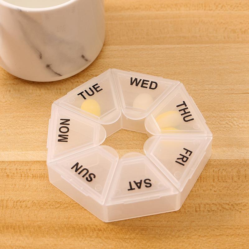 Portable 7-Day Pill Organizer with Easy-Open Compartments for Travel