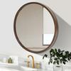 50cm Round Bathroom Mirror Cabinet W/ Storage, Flip Open Door, 3-Tier Interior, Wall Mount Modern Vanity Organizer for Bathroom
