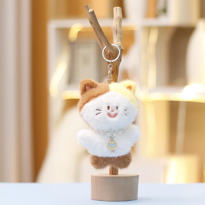 Toy Plush Cat Keychain Pendant With Pp Cotton Filling For Kids Gift Bag Decor