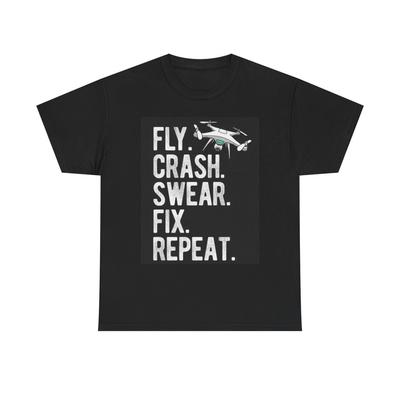Lustiges Drohnenpilot T-Shirt Fliegende Grafik Unisex Schweres Baumwoll-T-Shirt