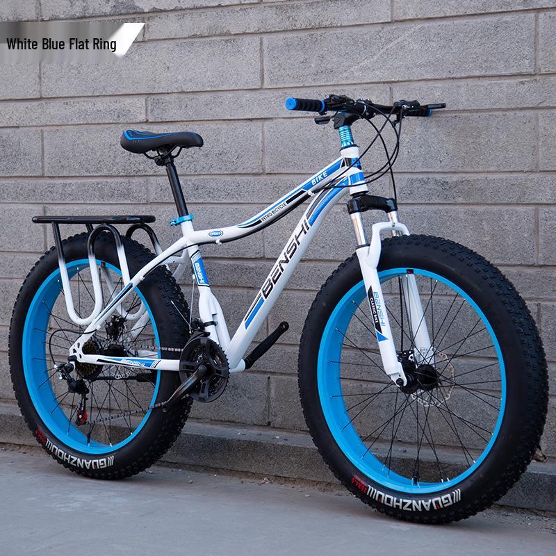 Men's Off-Road Fat Tire Snow & Mountain Bike - Variable Speed, Shock Absorbing, Wide Tires for Beach and Trail