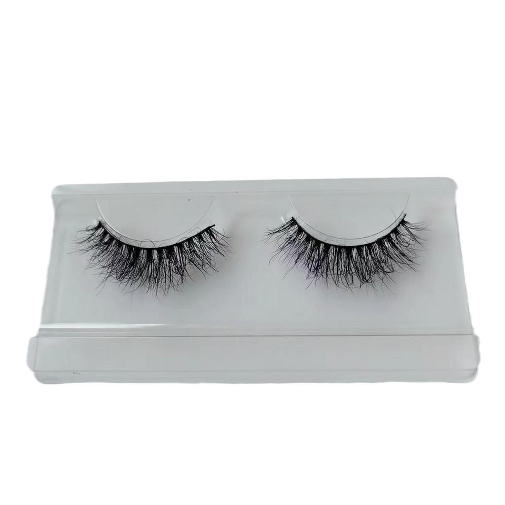 3D Curly Black Stem False Eyelashes - Mixed-Race Style, Whole Strip, Messy, European & American Trend