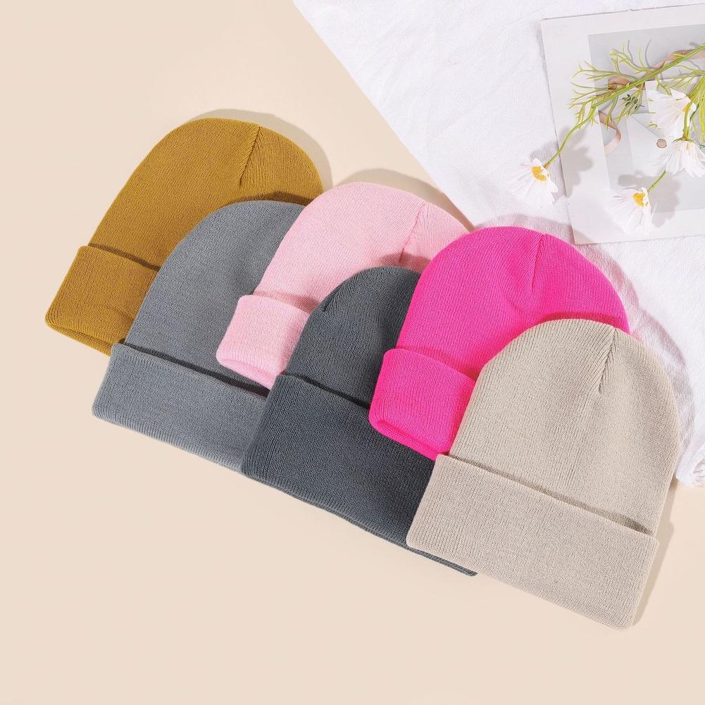 Breathable Fabric Fluorescent Colors Knitted Beanie Winter Dome Hat