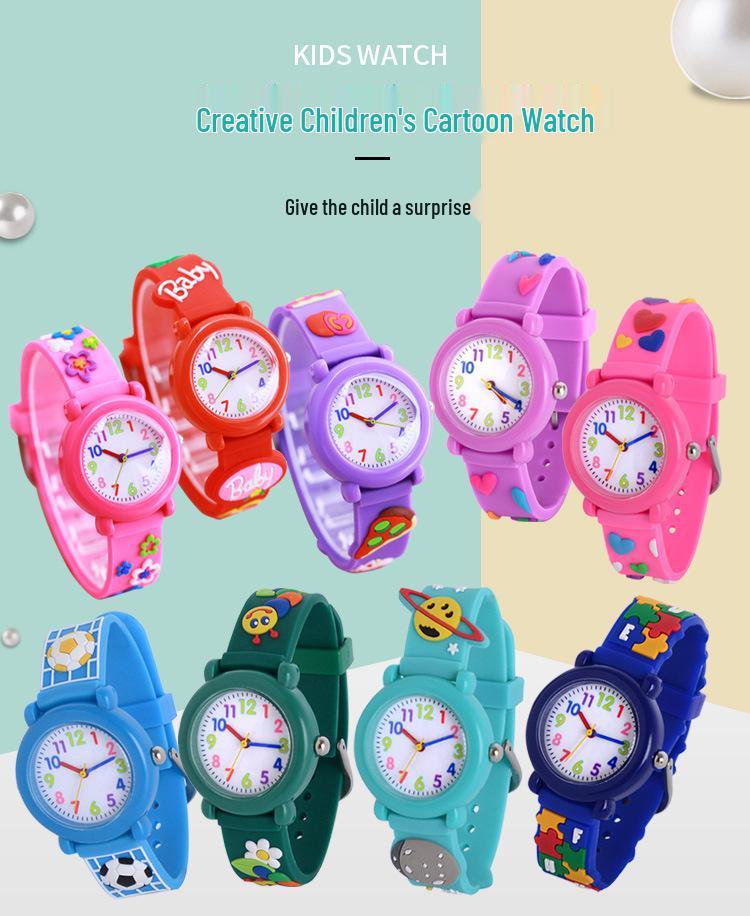 Kids' Cartoon Quartz Watch: 3D Strap, Round Case, Waterproof, Simple Design