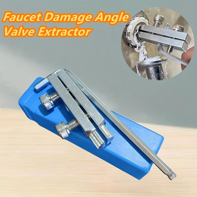 Faucet Damage Valve Extractor Tool – 1/2-3/4 Inch Adjustable Angle, Steel Pipe & Screw Remover, Easy Grip Handle, Plumber's Essential Maintenance Kit