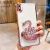 KEYSION Shockproof Plating Phone Case for iPhone XS Max Clear TPU Glitter Jewelled Swan Kickstand Back Cover for iPhone X XR