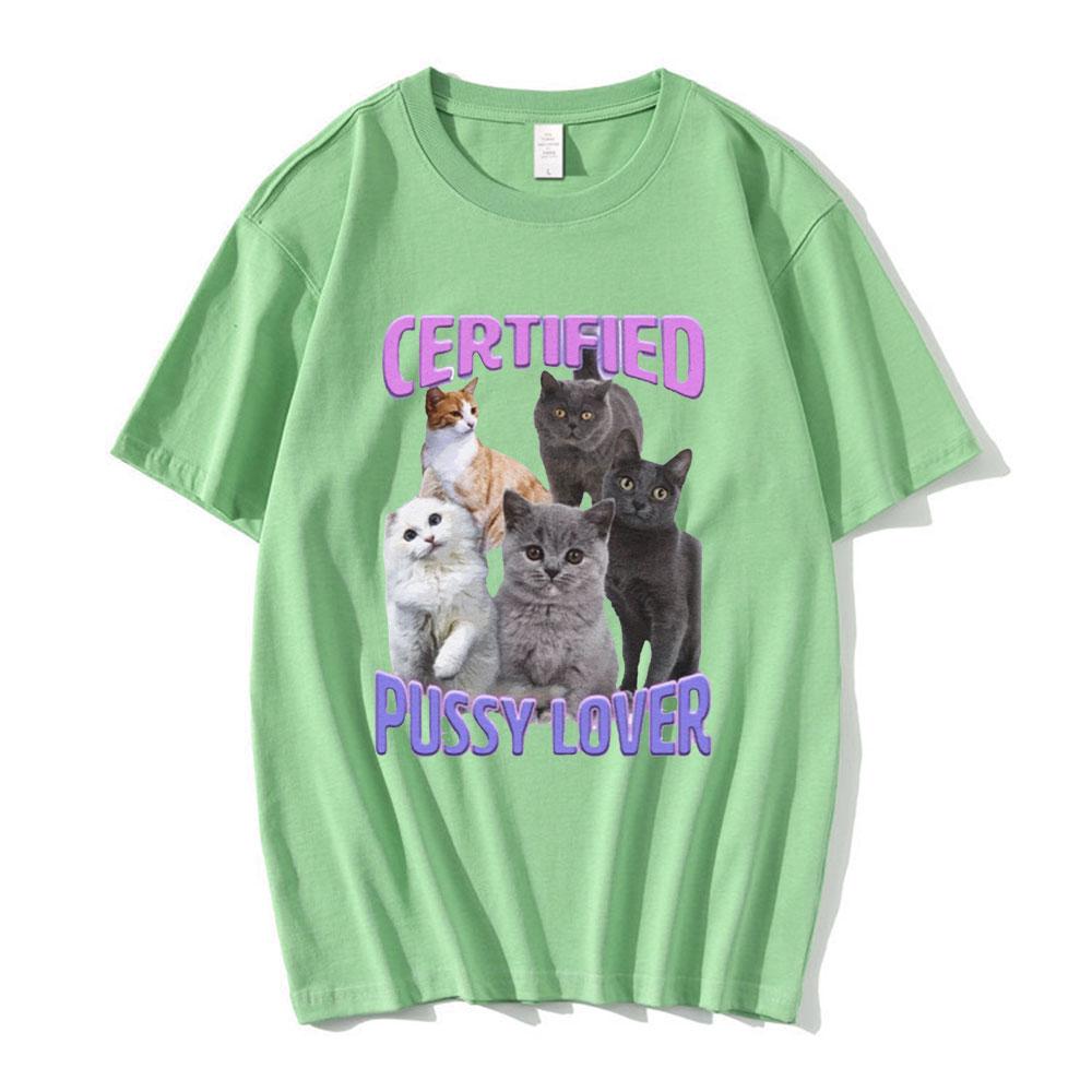 Certifikovaný Milovník Koček Meme Tričko Pánská Móda Ležérní Tričko s Krátkým Rukávem Módní Vintage Oversized Trička Streetwear