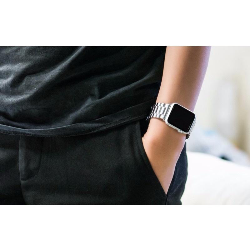 Pulseira de aço inoxidável + capa + protetor de tela de filme para pulseira de relógio Apple 44mm 40mm 45mm 41mm 38mm 42mm Iwatch Series 7 Se 6 5 4 3 T500 Pro T55