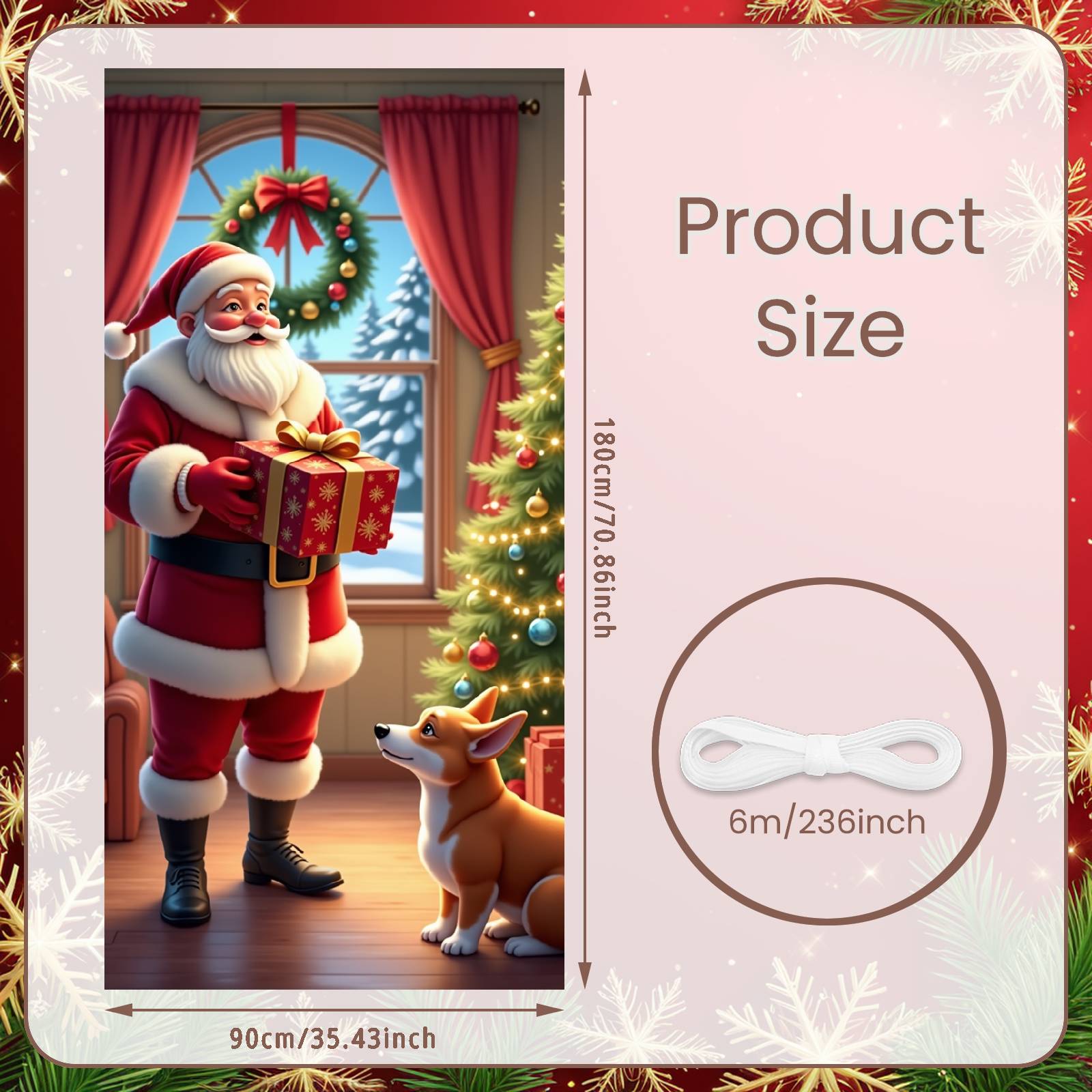 

Christmas Decoration Door Banner Santa Claus Gives Gifts Merry Christmas Party Backdrop Xmas New Year Party Photo Background