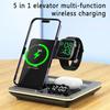Portable 5 In 1 Wireless Charger Desktop Stand Alarm Clock LED Light for iPhone 16 15 iWatch Airpods Pro Fast Charging Station