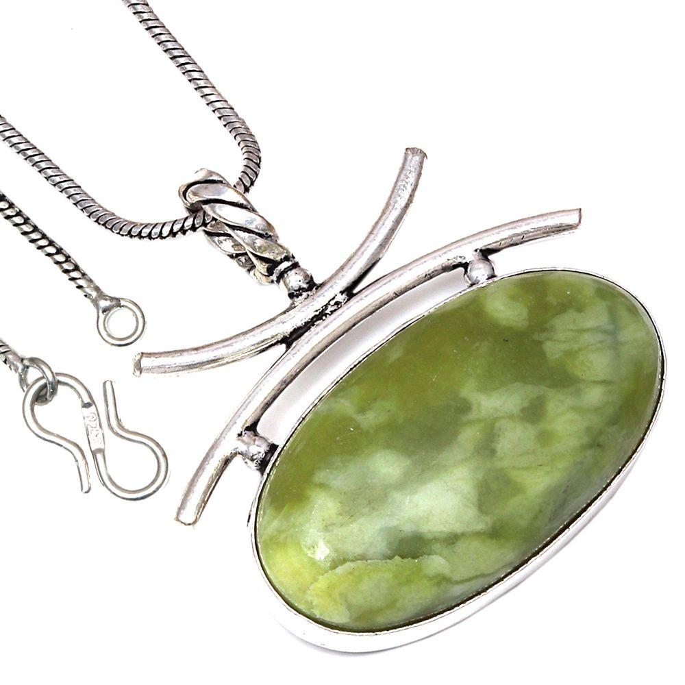 

Necklace Vassolite Gemstone Handmade Antique Jewelry 1.5