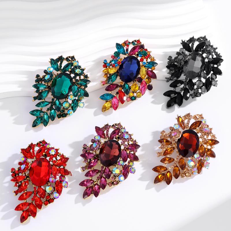 Luxury Full Crystal Exaggerated Broocch For Women Men Elegant Rhinestone Waterdrop Pin Lady Clothing Coat Corsages Accessories