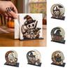 Wooden Napkin Dispenser Halloween Wood Holder, Rustic Ghost Skeleton Owl Pumpkin Dispenser, Festive Home Accents Vintage Tabletop Standing Tissue