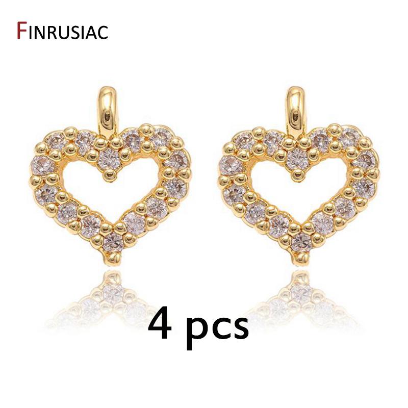 

DIY Bracelet Necklace Extension Chain Charms Gold Plated Brass Zircon Small Heart Charm Pendant For Tail Extender Chain Fittings
