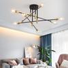 Nordic Minimalist Branch-Chandelier: Black & Gold LED Ceiling Light for Living Room, Bedroom, or Study