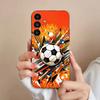 Fire Football Soccer Ball  Phone Case For Samsung S25,24,23,22,21,S20,Ultra,Plus,FE Black Soft Cover