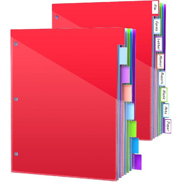 

HABGP 16PCS/2 Set 3 Ring Binder Dividers with Tabs, Dividers with Clear Front Pockets for 3 Ring Binder Color Pages, 8 Tab Folder Dividers,Three Ring 2 set 16 pcs with Pockets