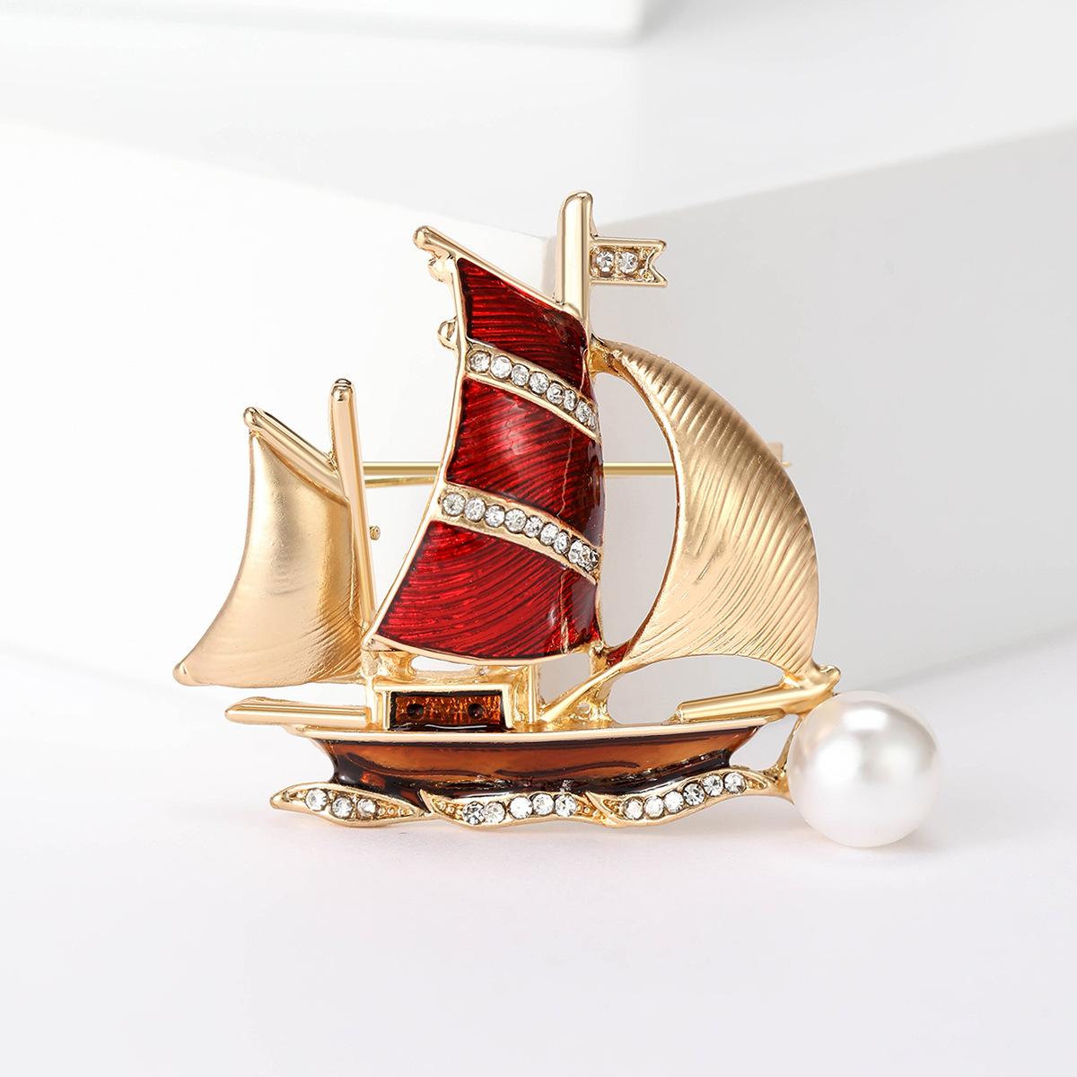 

Креативный сплав масляная капля жемчуг парусная брошь мода простая личность одежда аксессуар булавка