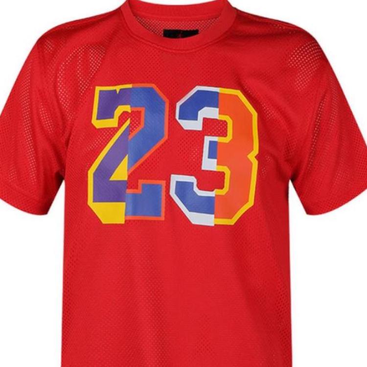 Jordan Logo Letter And Number Print Comfortable Casual Loose Short Sleeve T-Shirt Men Tops Red DJ6387-657