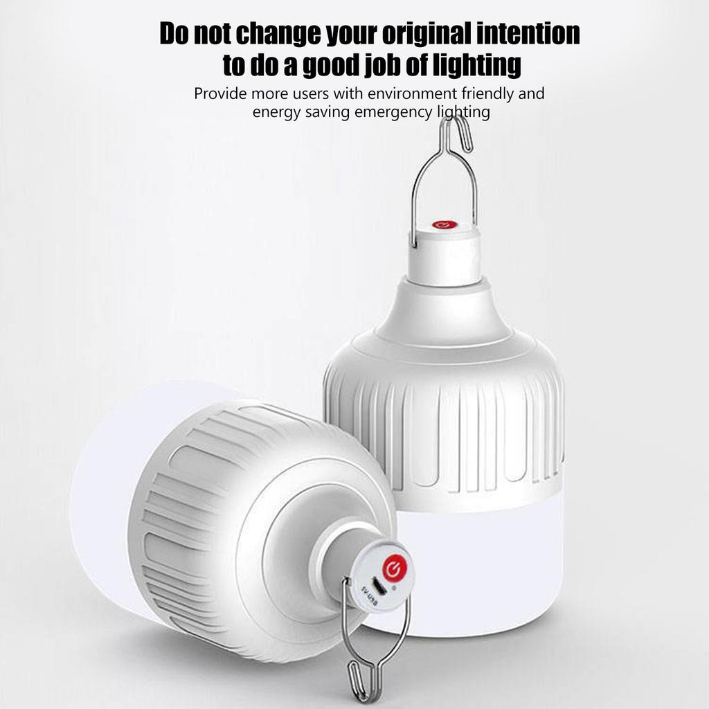 Outdoor LED USB Rechargeable Light Bulb 120W Portable Emergency Light Bulb with Hook for Night Market Stalls Household Power Failure