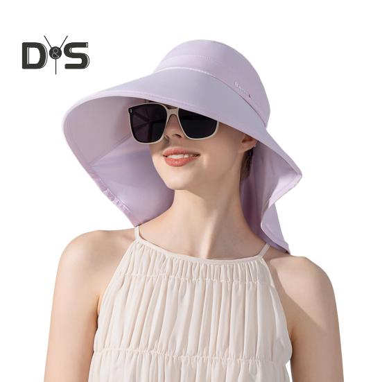 Dámský sluneční klobouk se širokou krempou, rolovací, UV ochrana proti slunci, klopa na krk, UPF 50+, rybářský klobouk s otvorem pro culík, pro turistiku a pláž