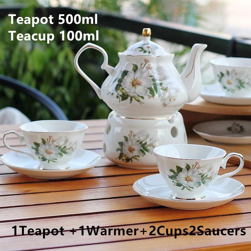 

English British Tea Set Pink Camellia 500ML Teapot With Warmer Afternoon Tea Cup and Saucer set Ceramic Holding Furnace Teaware