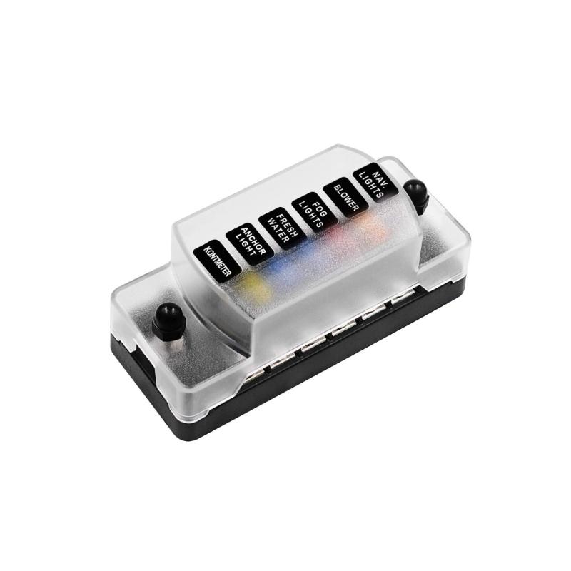 6 Circuit Automotive Fuses Block with LED Indicators 30A Per Slot Waterproof Design Fuses Holder For Motorcycle Use