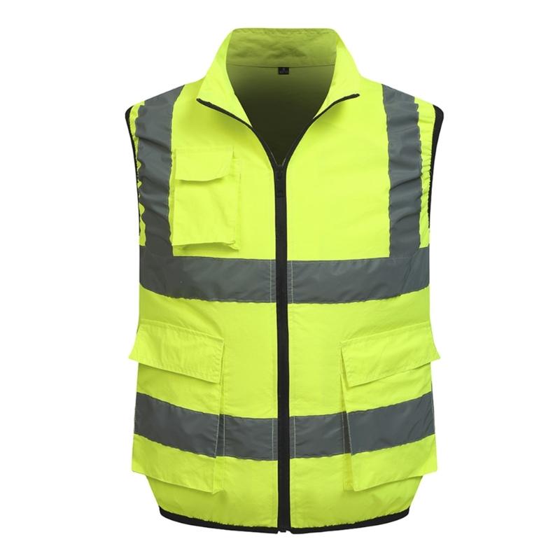 Reflective Vest Security Vest with Pocket Unisex High Visibility Vest Security Workwear for Men Women Traffic Work XXXL