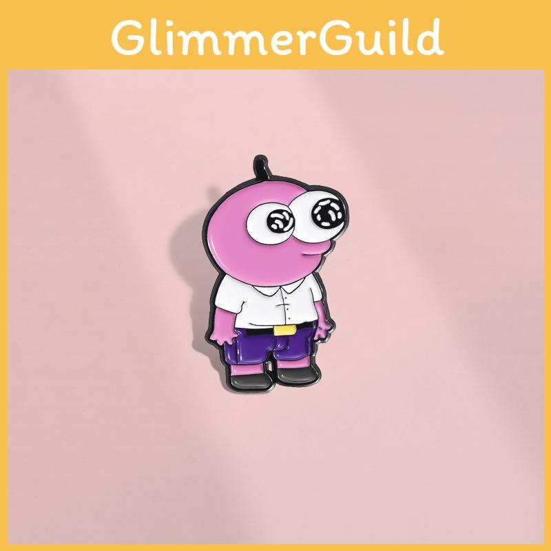 Cartoon Stylish Pink Character Brooch Featuring Big Eyes Fashionable Metal Pin Accessory