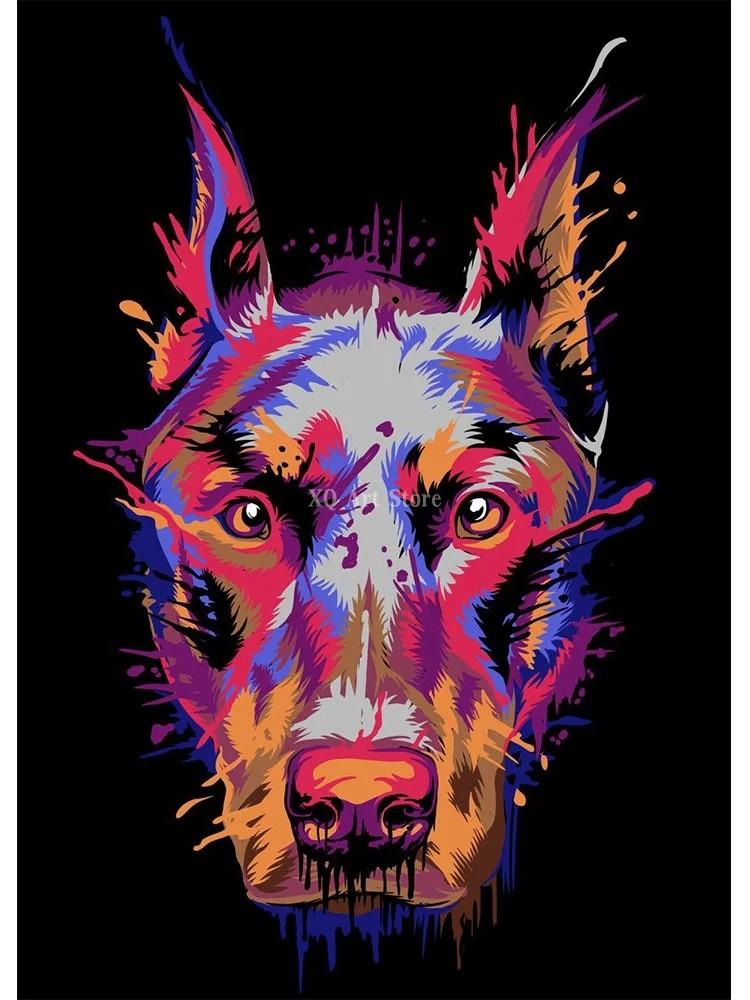 Abstract Watercolor French Bulldog Pug Posters Prints Canvas Painting Coloful Animal Dog Wall Art Picture Living Room Cuadros