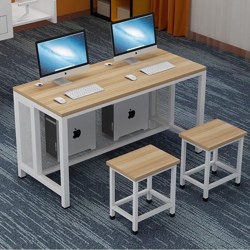 Steel-Wood Dual Student Computer Desk with Stools