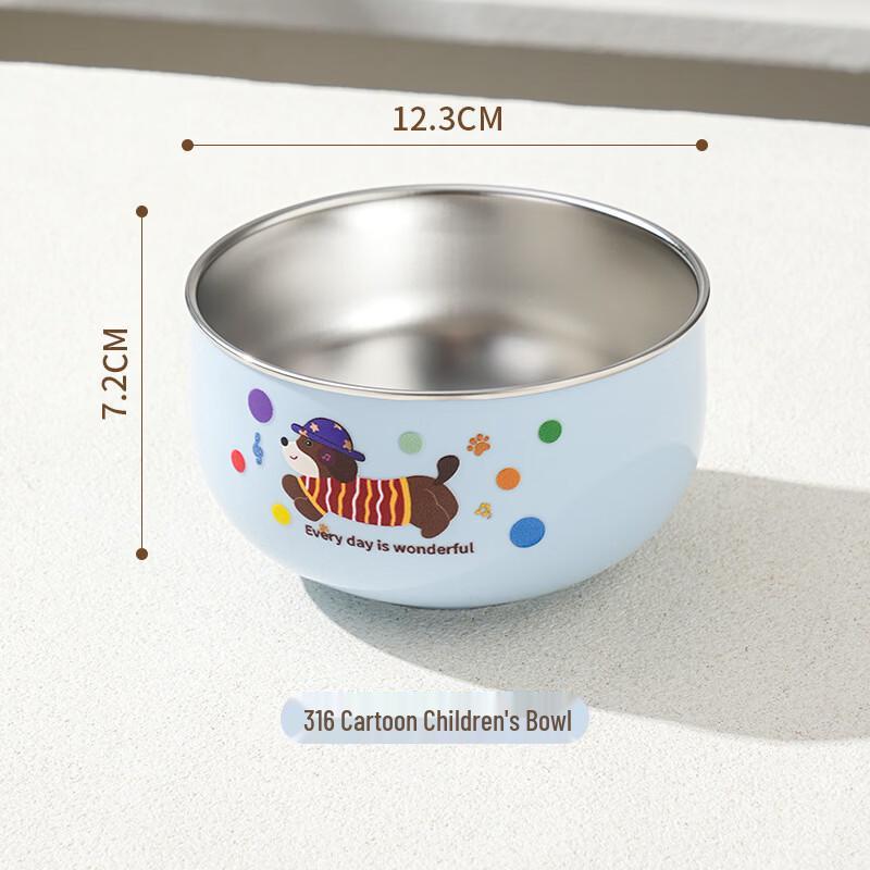ZISIZ Double-Layer Insulated Stainless Steel Student Bowl
