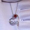 Silver Hollow Heart MOM Letter Pendant Necklace Round Big CZ Crystal Mom Gift Necklace for Mother's Day Women Jewelry