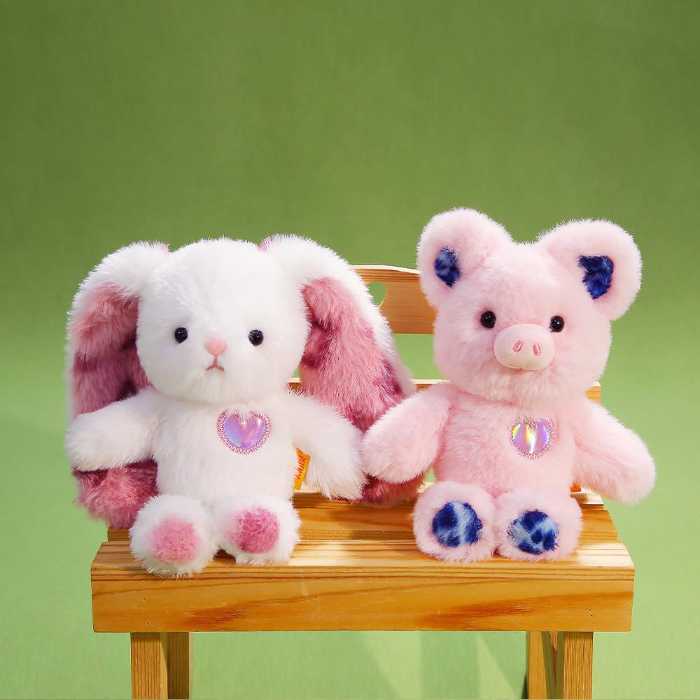 Chaveiro de Animal de Pelúcia Curta Com Coelho e Porco Fofos em Pé Para Presentes e Decoração