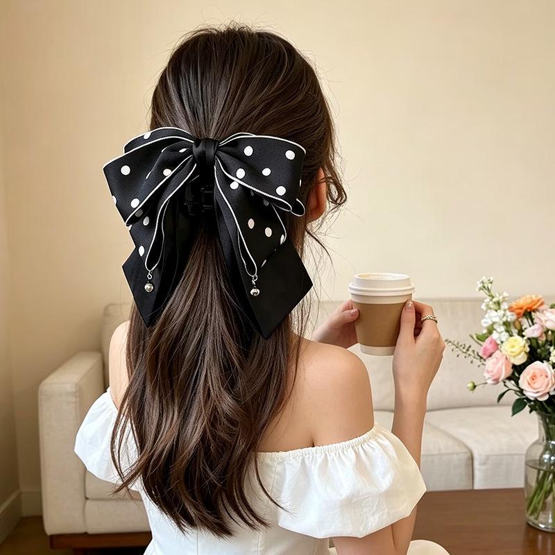 Handmade Chiffon Floral Bow Ponytail Clip for Voluminous Hair