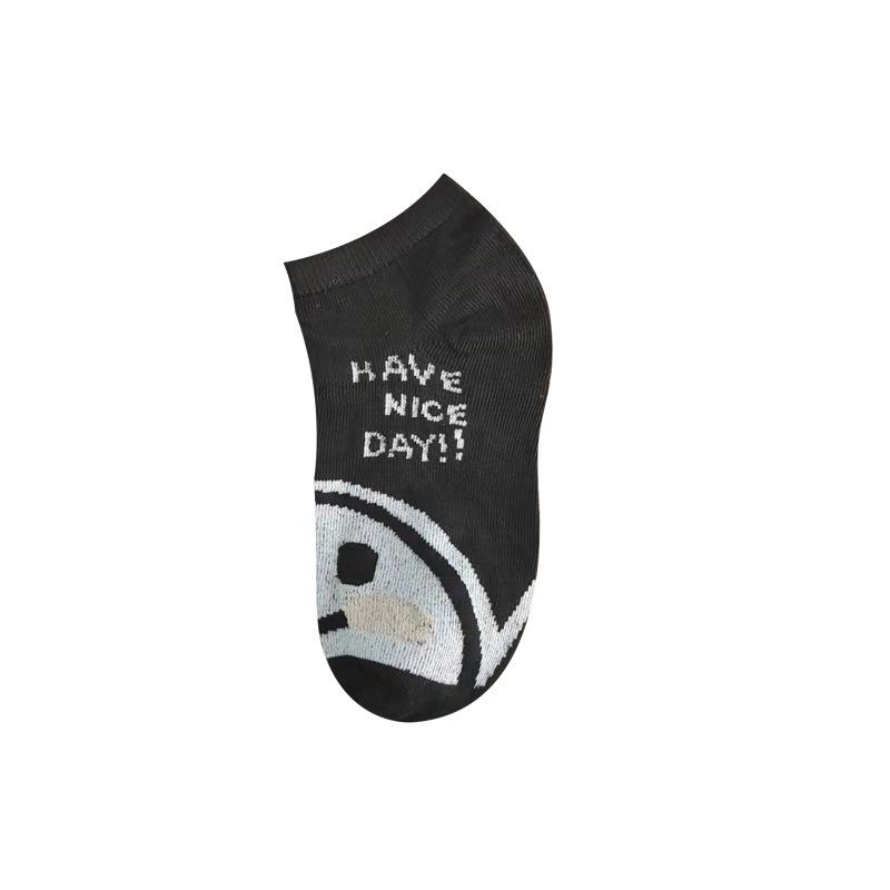 

Жіночі весняно-літні тонкі шкарпетки до щиколотки в японському стилі, милі чорно-білі One Size