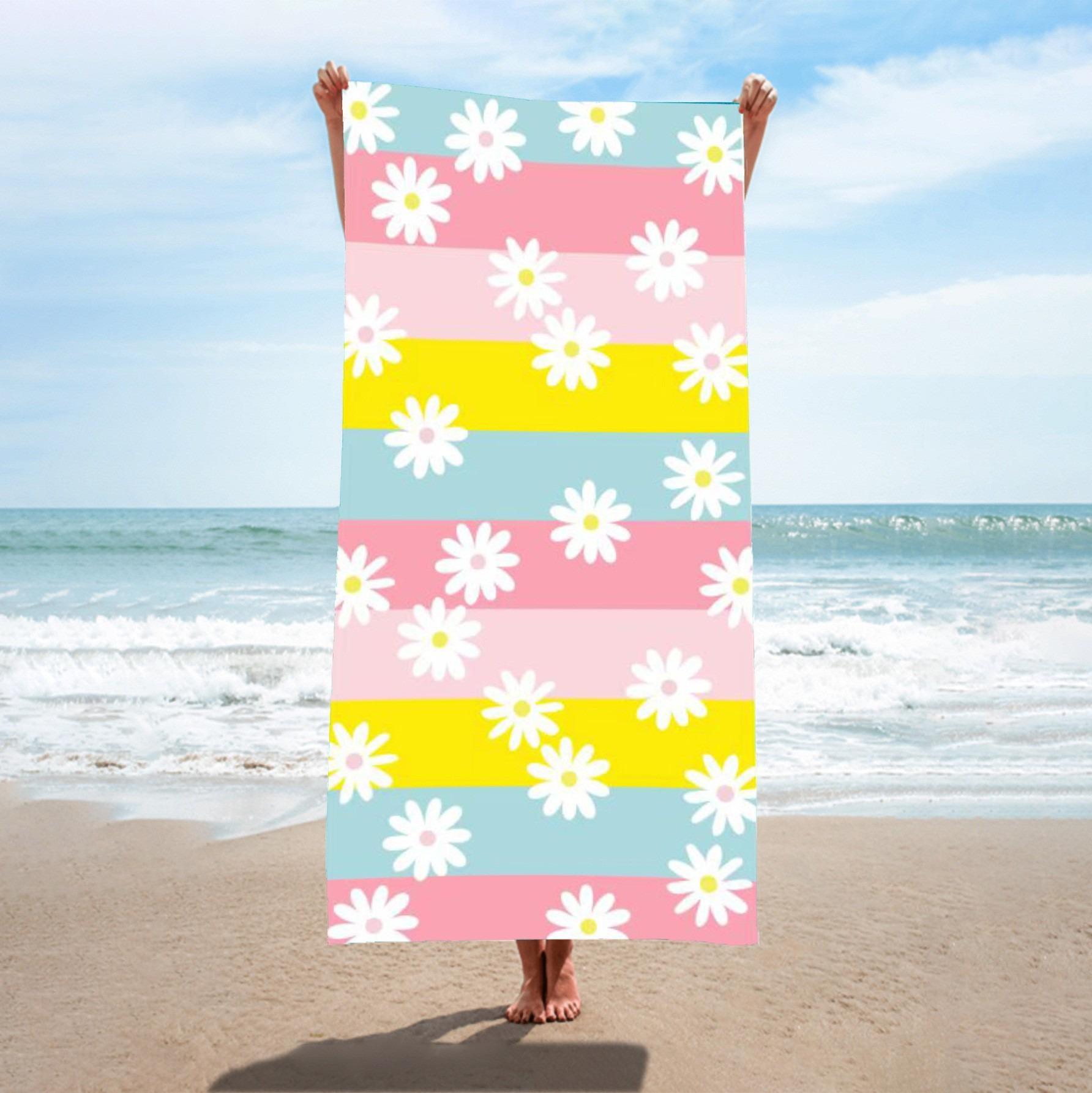 

Colorful Vertical Striped Print Polyester Beach Towel Rainbow Quick Dry Bath Towel for Summer Swim Pool Vacation Sand Free W40*H60(CM)
