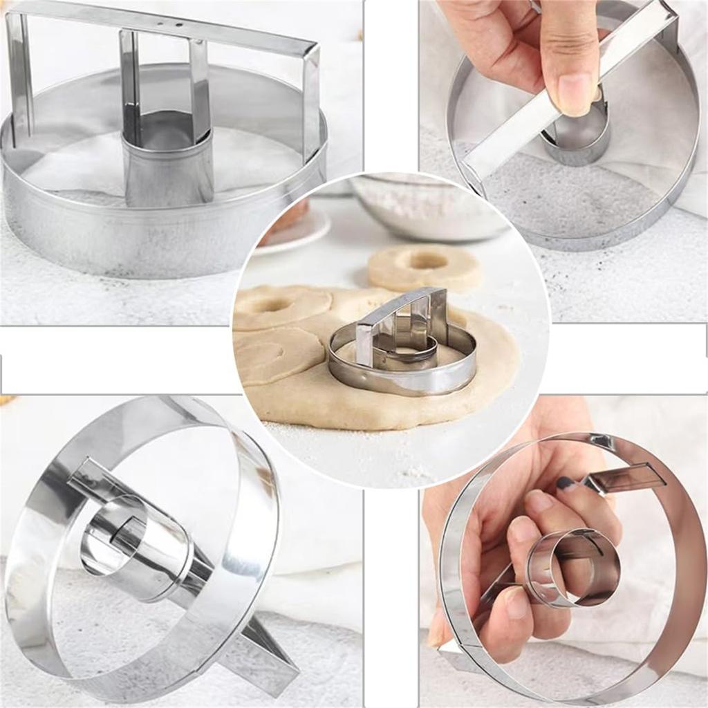 Donut Cutter With Handle, Stainless Steel Round Cutter, Circle Cutter, Multi-Functional Dough Slicing Tool Baking Molds