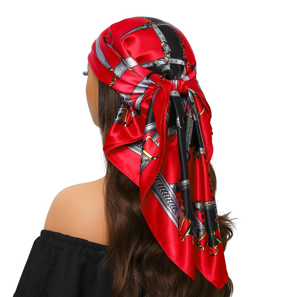 90*90cm Silk Scarf Scarftop Headwraps For Woman Fashion Four Seasons Hair Accessories Hijab Foulard Bandana Femme Headscarf