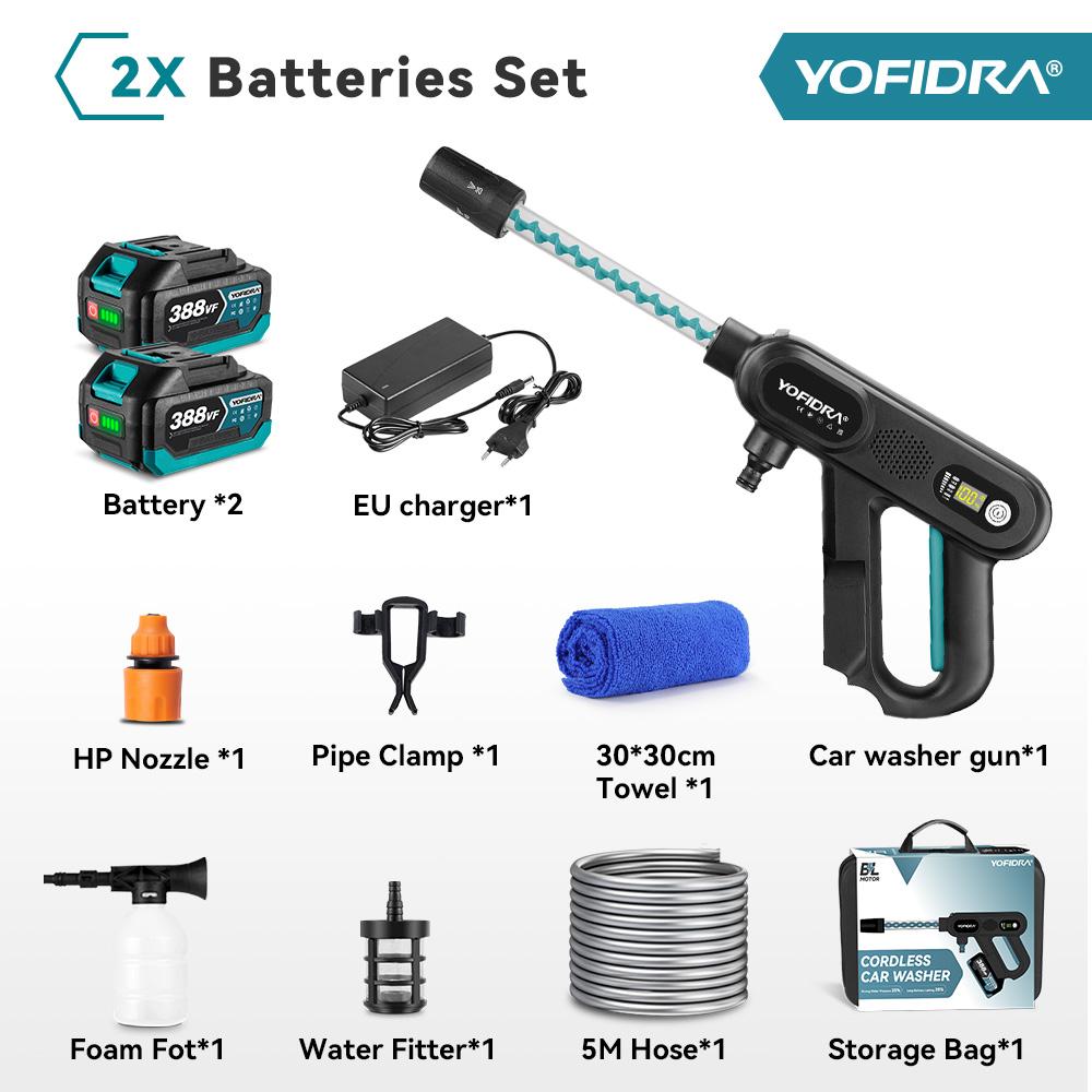 Yofidra 220bar bezkartáčová vysokotlaká mycí pistole na auta 3-stupňová elektrická zahradní mycí stříkací pistole elektrické nářadí pro 18V baterii Makita